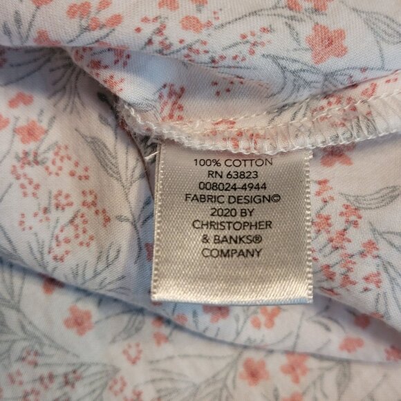 CJ Banks Ditzy Floral Top 1X Ruffle 3/4 Sleeve Button Front Pleated Cotton Boho - Picture 5 of 10